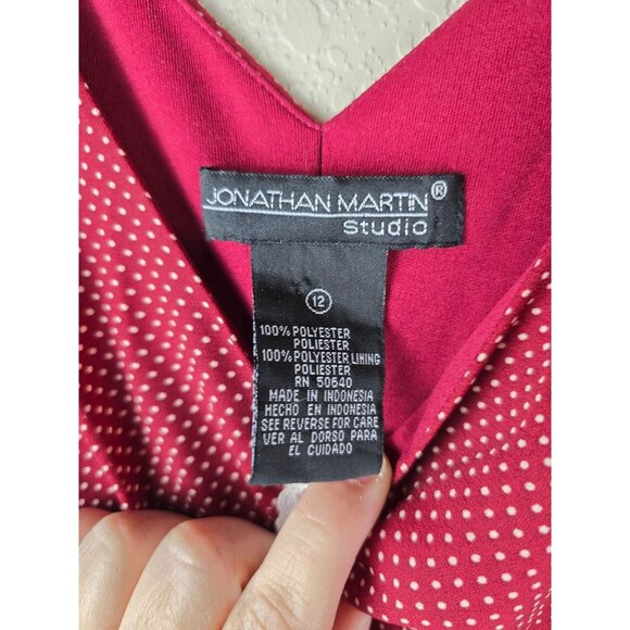 Vintage Y2K Red Tiny Polka Dot Midi Babydoll Dress Size 12 Flared Hem - Picture 6 of 6